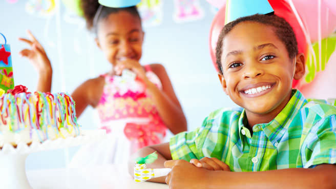 two kids at birthday party